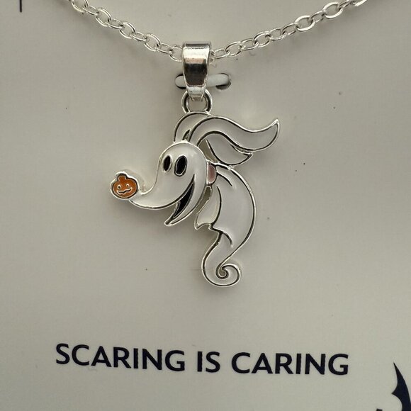 Disney Jewelry - Tim Burton Nightmare Before Christmas Zero Necklace Scaring is Caring Halloween